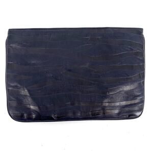 Margolm Soft Navy Leather Zip Clutch padded tablet‎ case